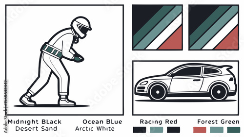 Racer, car, color palette