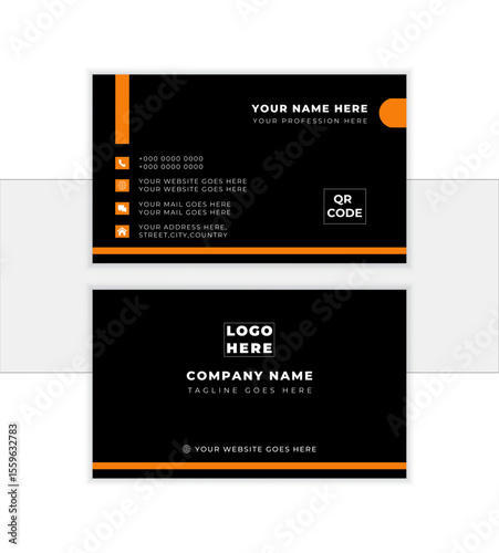 Corporate business card design template, vertical & horizental Layout, visiting card, modern presentation, print template, editable vector illustration.
               