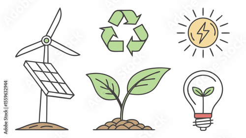 Green energy icons