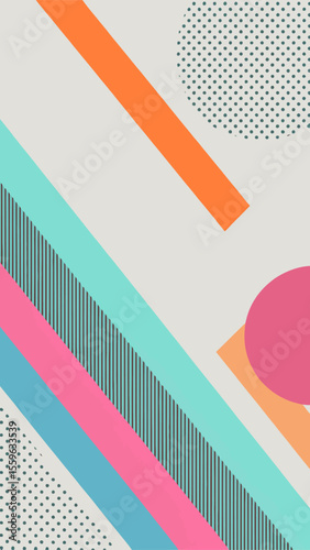 Geometric Harmony: A visually striking abstract design with dynamic lines, shapes, and vibrant colors, evoking a sense of modern artistry and graphic appeal.