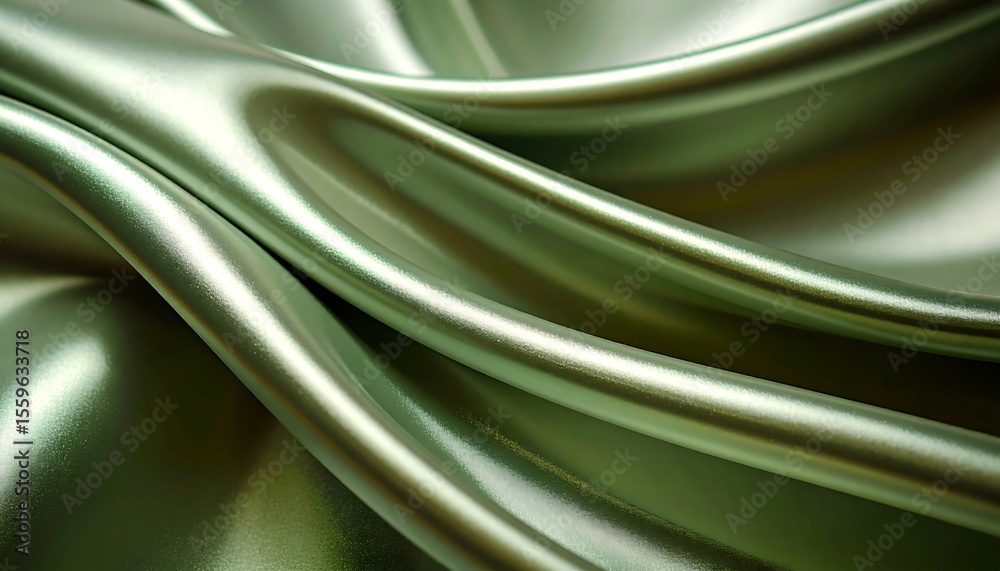 Obraz premium Lush Green Silk Drape Texture - Abstract textures