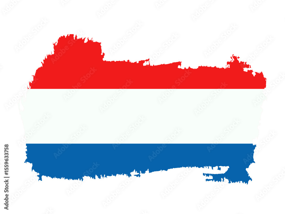 Fototapeta premium Artistic Netherlands flag with brush stroke edges on white background.