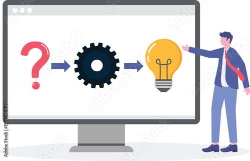 Problem solving skill, idea to solve difficulty challenge, process or procedure to fix problem,
