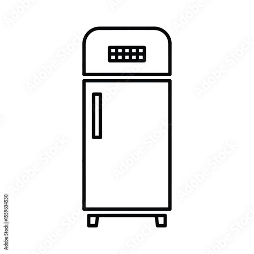 Simple Line Drawing of a Refrigerator Icon