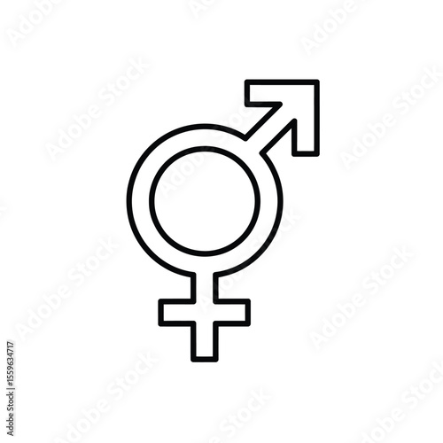 Gender Identity Symbol Combining Male and Female Signs in a Simple Outline
