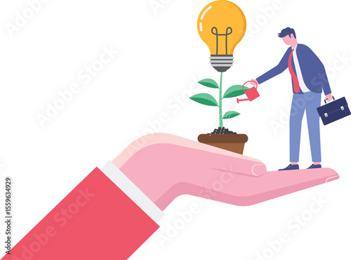 landscaping and growing plants. concept of ecology and environment.flat character life .
