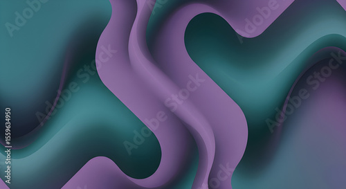 A visually stunning abstract composition of flowing teal and purple waves.
