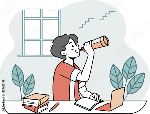 A young person is drinking from a bottle while studying at a desk with books and a laptop representing focus and hydration during learning