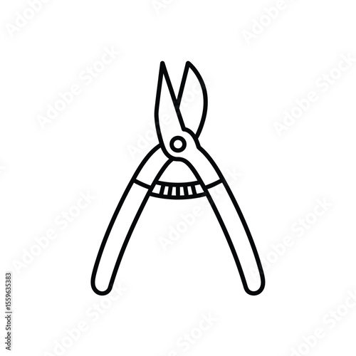 Outline illustration of garden pruners gardening tool for trimming plants