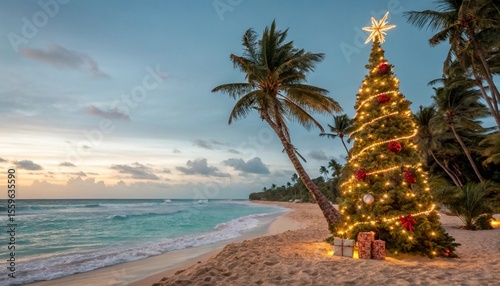christmas tree on the beach
