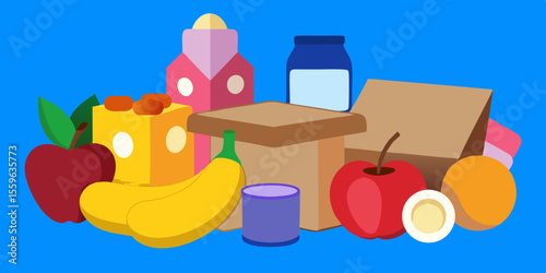 Assorted Healthy Food Items in a Box for Donation or Delivery