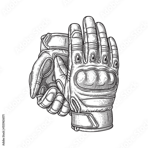 Tactical Protective Gloves Vector Engraving Set