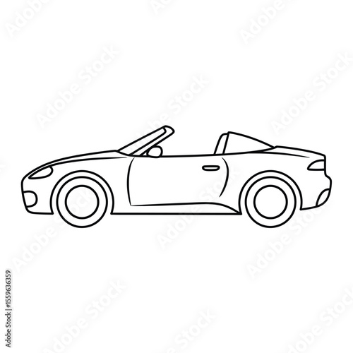 Black and White Convertible Car Outline