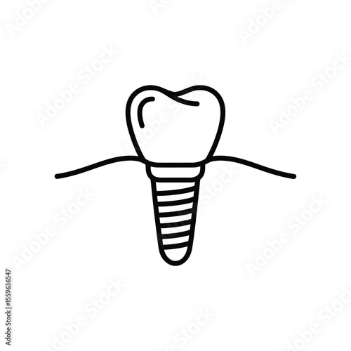 Dental implant icon in outline style for dentistry and orthodontics