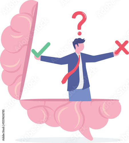 Decision making or logical thinking, choose right or wrong, correct or incorrect, solve problem,
