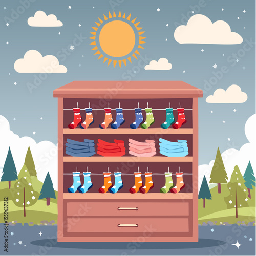 A sock drawer with each sock leading to a different adventure – everyday magic.

