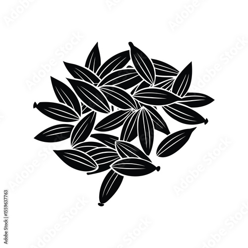 Stylized depiction of whole cardamom pods arranged in a dense cluster