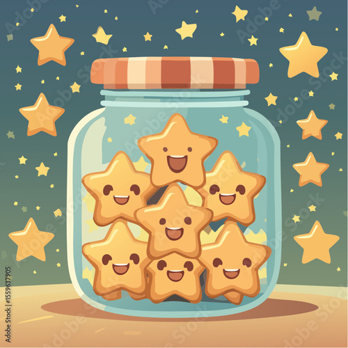 A cookie jar filled with laughing stars – joy in unexpected places.
