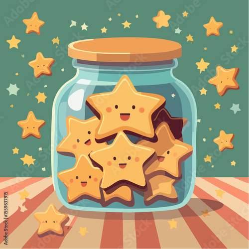 A cookie jar filled with laughing stars – joy in unexpected places.
