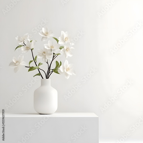 Wallpaper Mural Elegant White Flowers in Minimalist Vase on Simple Table Surface Torontodigital.ca