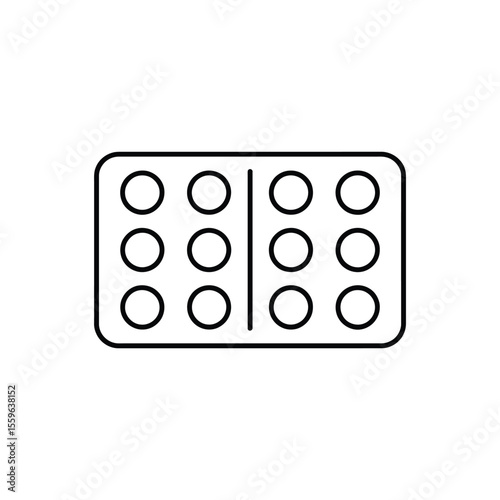 Minimalist Outline Icon of a Blister Pack of Pills or Tablets