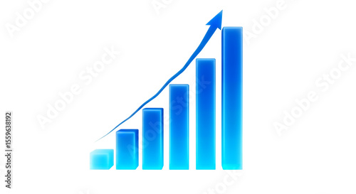 Free Download Blue bar graph with upward arrow shows positive growth trend on transparent background - GFXLoad