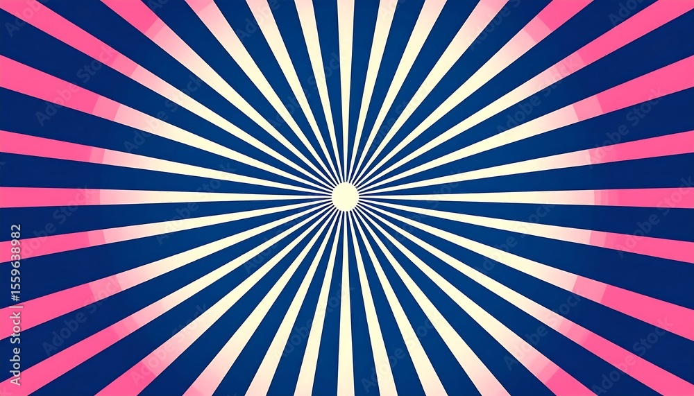 Fototapeta premium Pink & Blue Sunburst Rays Background - Retro/Vintage