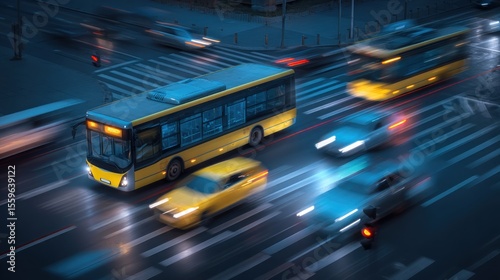 City bus night traffic