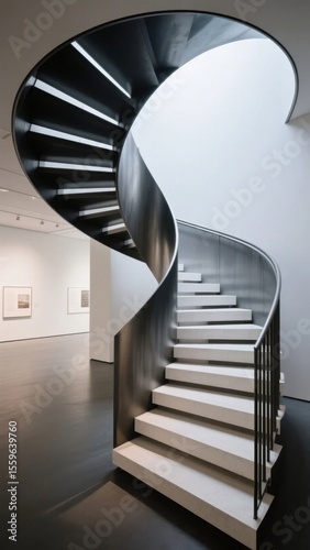 Modern Spiral Staircase with Sleek Design in an Art Gallery