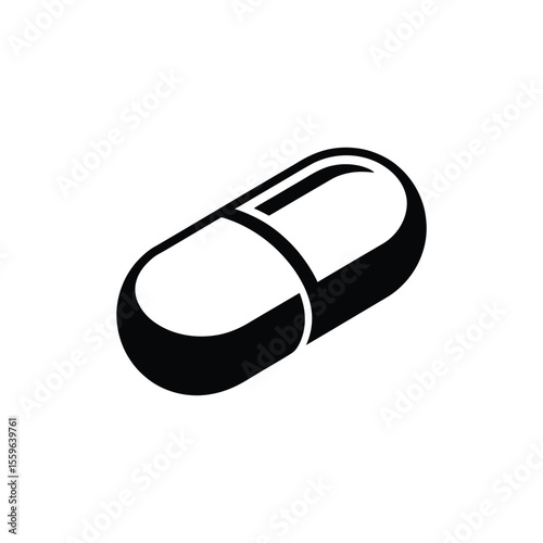 Black Capsule Pill Icon Medical Healthcare Symbol