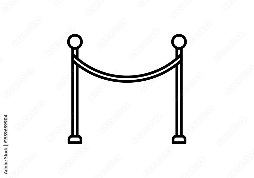 Icono negro de valla precintada de evento