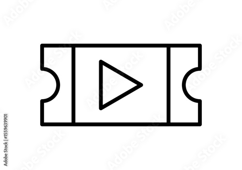 Icono negro de entrada de cine en fondo blanco