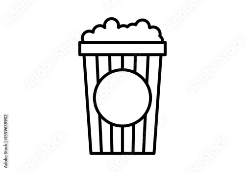 Icono negro de cubo de palomitas para cine