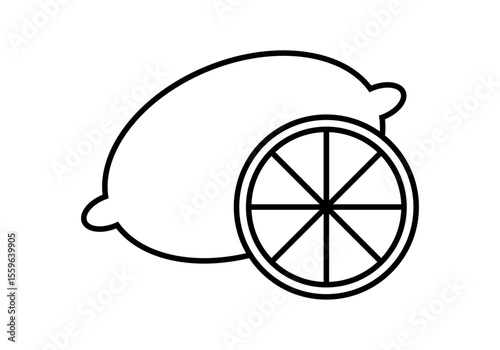 Icono negro de limón con rodaja