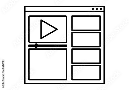 Icono negro de pagina web para vídeos