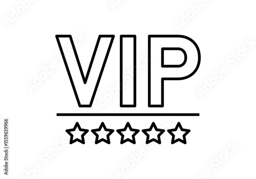 Icono negro de vip con 5 estrellas
