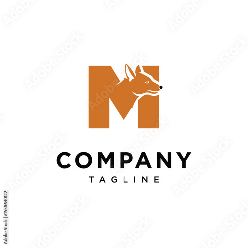 Letter M Ajak Dog Logo Icon Vector