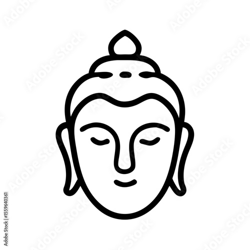Buddha head icon in outline style for meditation or spiritual content