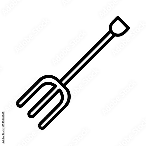 Garden pitchfork icon in outline style for farming or gardening