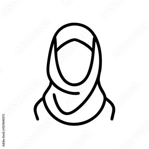 Muslim woman in hijab icon in outline style for cultural content