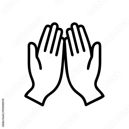 Worship hands icon in outline style for prayer or religious content