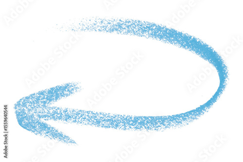 Light blue arrow symbol colored pencil isolated on transparent background