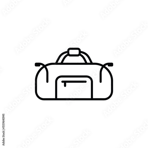 Line Art Icon of a Classic Travel Duffel Bag