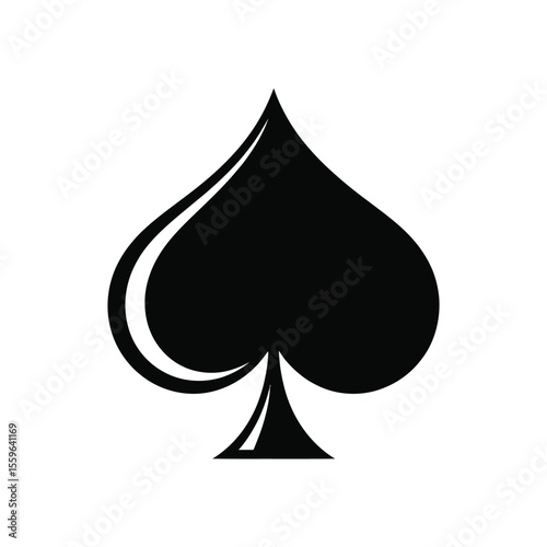 Simple Black Spade Suit Symbol on a White Background for Design