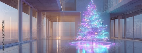 Electric Glow Hologram Tree: cutting-edge Festive Elegance