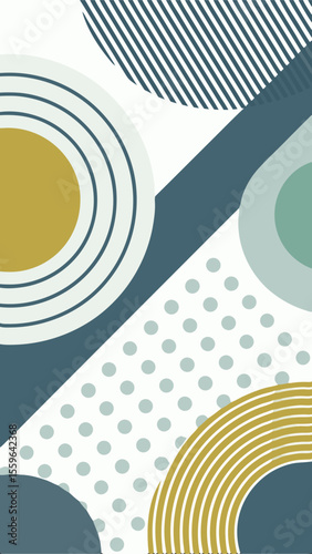 Geometric Composition: An artful arrangement of geometric shapes, utilizing a muted palette, creating a modern and stylish aesthetic.