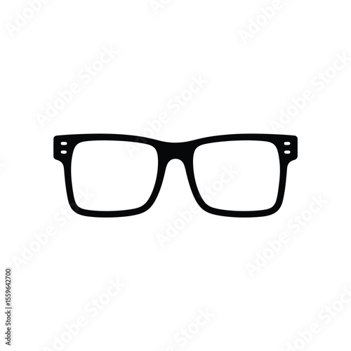Simple Black Square Eyeglasses Icon Illustration