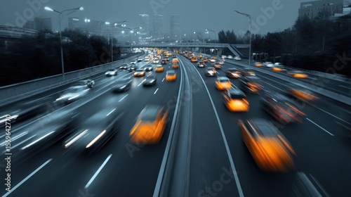 Night highway traffic