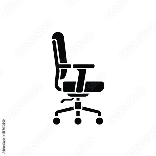 Modern Office Chair Icon Side View Black Silhouette