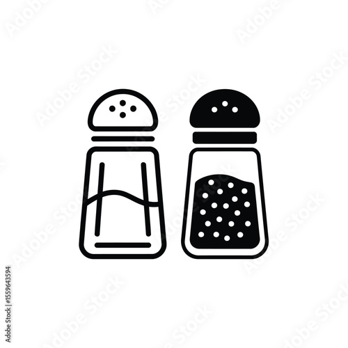Black and white salt and pepper shaker vector illustration icon